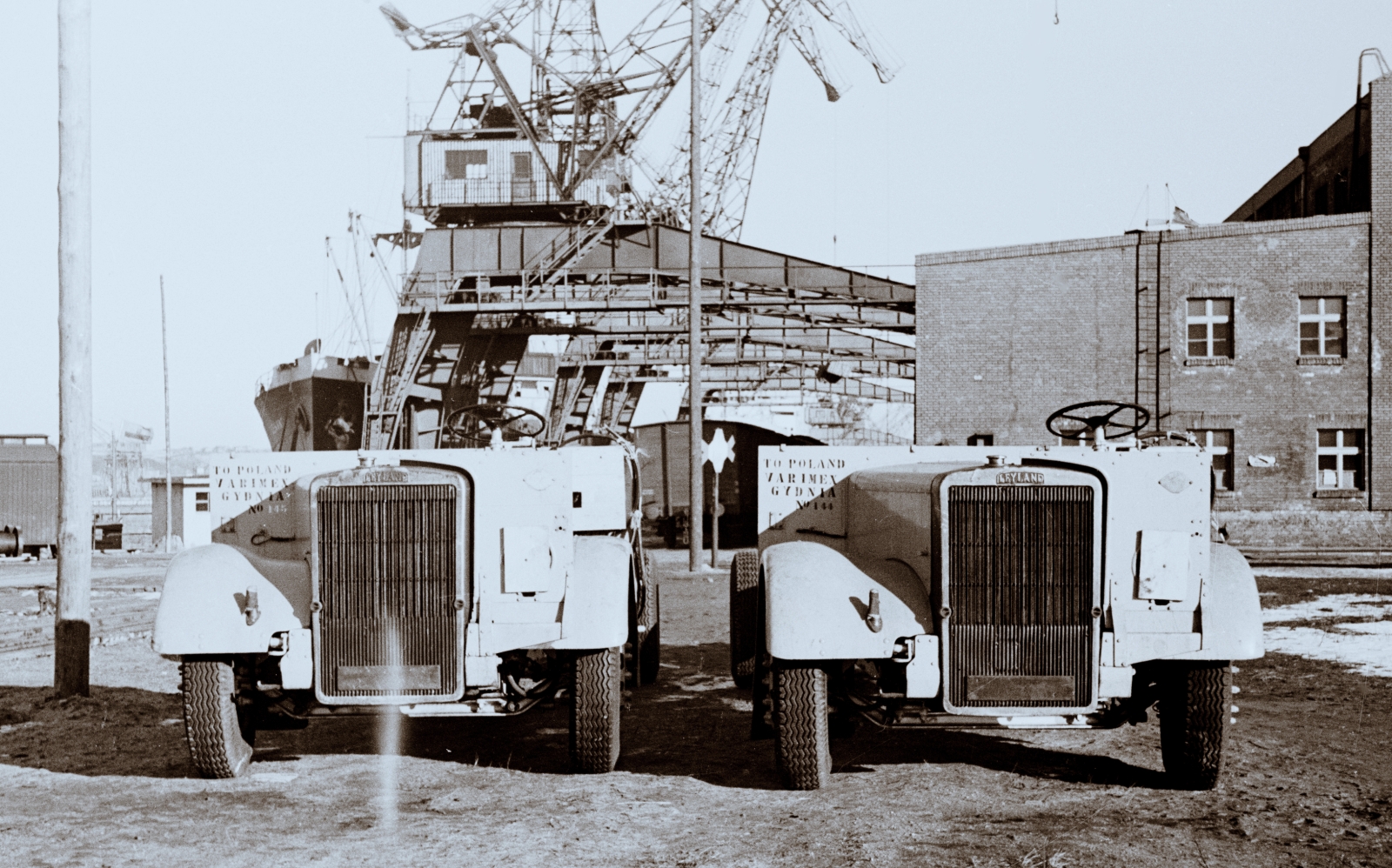 Leyland
Wyładowane ze statku przybyłe morzem z Anglii podwozia Leyland przeznaczone do zabudowy w Polsce. 
Współcześnie spokrewniony format stosuje choćby Volvo i MAN eksportując podobne zestawy do Indii.

Zdjęcie jest własnością NAC.
Wszelkie prawa zastrzeżone.

Słowa kluczowe: Leyland Gdynia 1948
