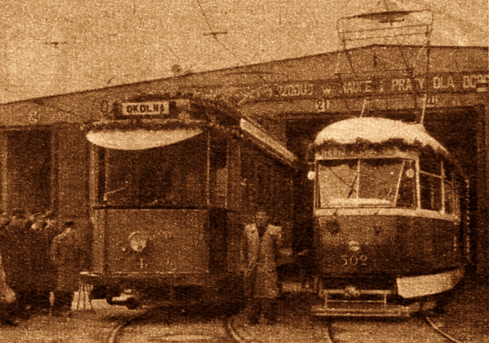 502
Marzec 1958. Święto 50-lecia warszawskich tramwajów elektrycznych.
Słowa kluczowe: TatraT1 502 ZajezdniaMokotów 1958
