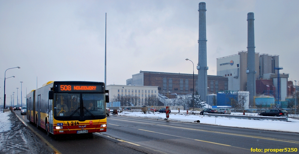 A248
MAN Lion's City G A23 prod. 2007. 
Panorama z elektrociepłownią Vattenfall Żerań, której to właścicielem obecnie jest PGNiG.
Słowa kluczowe: LionsCityG A248 508 Modlińska