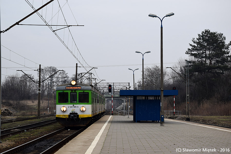 EN57-1798
Pociąg wahadłowy Góra Kalwaria - Czachówek Południowy. Koleje Mazowieckie od wejścia życie rozkładu 2015/2016 oprócz bezpośrednich pociągów z/do Warszawy do/z Góry Kalwarii uruchomiły także pociągi wahadłowe kursujące poza szczytem do Czachówka Płd., gdzie pasażerowie mogą się przesiąść z/do pociągu od strony Warszawy. Frekwencję to one mają pewnie znikomą. Na kursie tam/powrót z Czachówka do Góry Kalwarii byłem jedynym pasażerem w EN57.

Od 13.03.2016 z powodu modernizacji linii nr 8 Warszawa - Radom, pociągi wahadłowe zostaną zlikwidowane, pociągi bezpośrednie z i do Warszawy będą tylko dwa (po godzinie 5:00 (przyjazd i odjazd), 18:00 (przyjazd) i ok. 21:00 odjazd). Za pozostałe pociągi uruchomiona zostanie autobusowa komunikacja zastępcza Czachówek Płd. - Góra Kalwaria.
Słowa kluczowe: EN57 EN57-1798 KM8 R8 GóraKalwaria