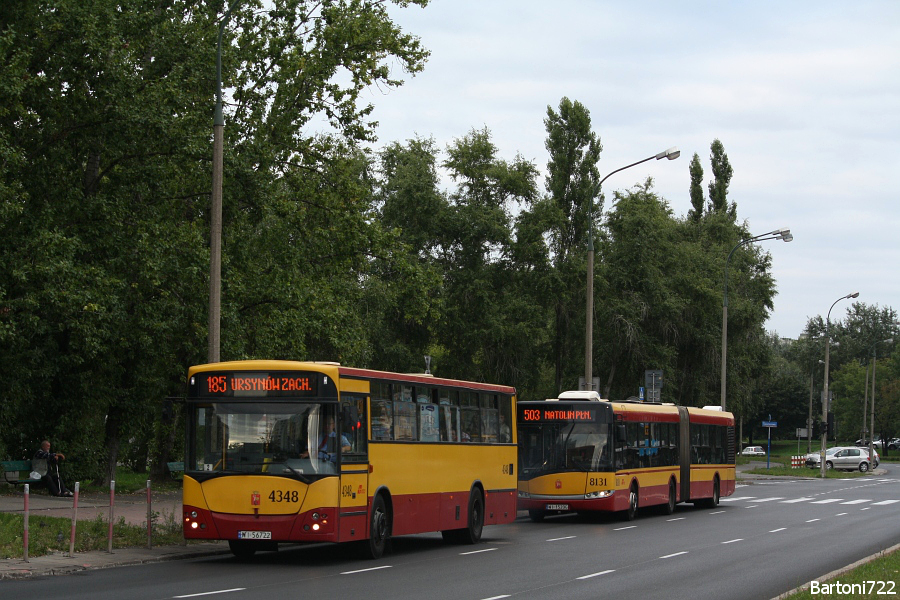 4348
Na wakacje "kwadraty" przeskoczyły z dwóch dodatków 181 na brygady całodzienne linii 185. Od września nie ujrzymy tutaj ani "Redutowej", ani wysokiej podłogi. Tytułowy wóz wyrusza właśnie z przystanku "Polinezyjska 04". 
Słowa kluczowe: 120M 4348 185 Gandhi