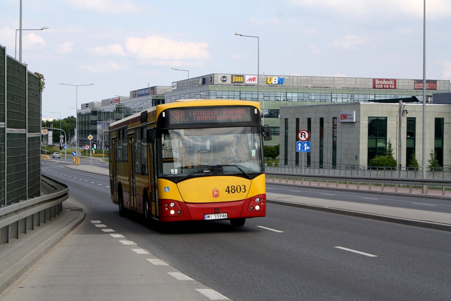 4803
Pierwszy dzień kursowania linii SHL na trasie Metro Wilanowska - Lotnisko Chopina.
Słowa kluczowe: M121M 4803 SHL Poleczki