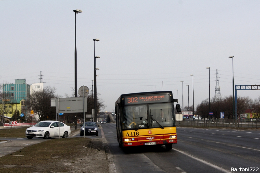 A416
Linia została od czerwca skasowana, a jej podjazdy pod "Czajkę" przejmie 741. I tak długo się utrzymała. ;) Podstawową linią jej obrony była przychodnia na Dąbrowszczaków.
Słowa kluczowe: NL223 A416 302 Modlińska