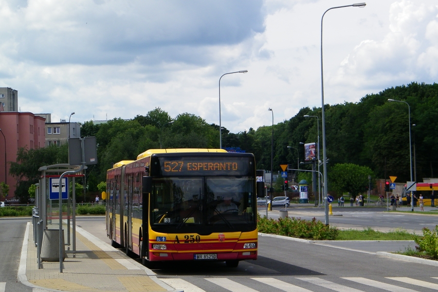 A250
Na jednej z naprawdę przyśpieszonych linii (i zarazem mojej ulubionej) zachodzą pewne zmiany. 527 zostanie skierowane równoległym Mostem Gdańskim do CH Arkadia i znikną z niej MANy z ITSu.
Słowa kluczowe: ITS A250 527 Esperanto