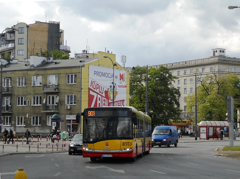 8553
W związku z meczem na Pepsi Arenie Polska vs Andora uruchomiona zosta?,a linia 901 z Wiatracznej na Dw. Centralny. Linię obsługiwał,y wszystkie zakł,ady MZA, a Stalowa w prezencie podarował,a na swoje dwa maratony 5334 i 5438 :)
Słowa kluczowe: SU18 8553 901 Wiatraczna