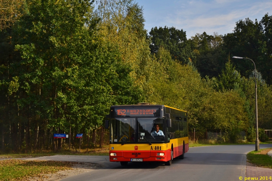 A401
Weekendowe frezowanie połowy wschodniej jezdni ul. Modlińskiej na odcinku od ul. Duninów do ul. Mehoffera, wraz z skrzyżowaniami, wymusiło jednokierunkowy objazd dla linii 152. W kierunku Białołęki Dworskiej autobusy jeździły od Tarchomina wraz z autobusami linii 133, a następnie ulicami Polnych Kwiatów, Wałuszewska, Bohaterów i dalej po trasie podstawowej.
Słowa kluczowe: NL223 A401 152 Parcelacyjna