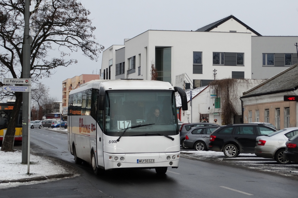 S008
Tak niedawno jeszcze ta linia kursowała po Zielonce i Markach. Obecne wcielenie "wypączkowało" z linii L19 i łączy Piaseczno z Prażmowem.
Słowa kluczowe: Solbus C10,5/1 S008 L17 Piaseczno Puławska