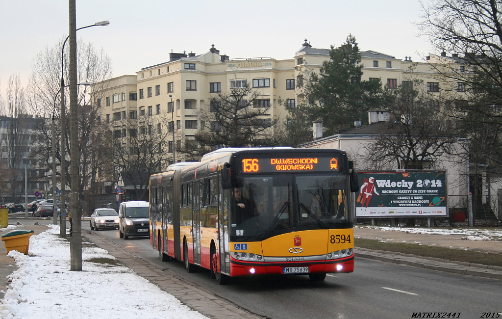 8594
Solaris Urbino 18, prod. 2013

Na to dziwadło czekałem długo, bo wiele miesięcy. Ale doczekałem się.
Podziękowania dla niezawodnego informatora za cynk!
Słowa kluczowe: SU18 8594 156 Trocka