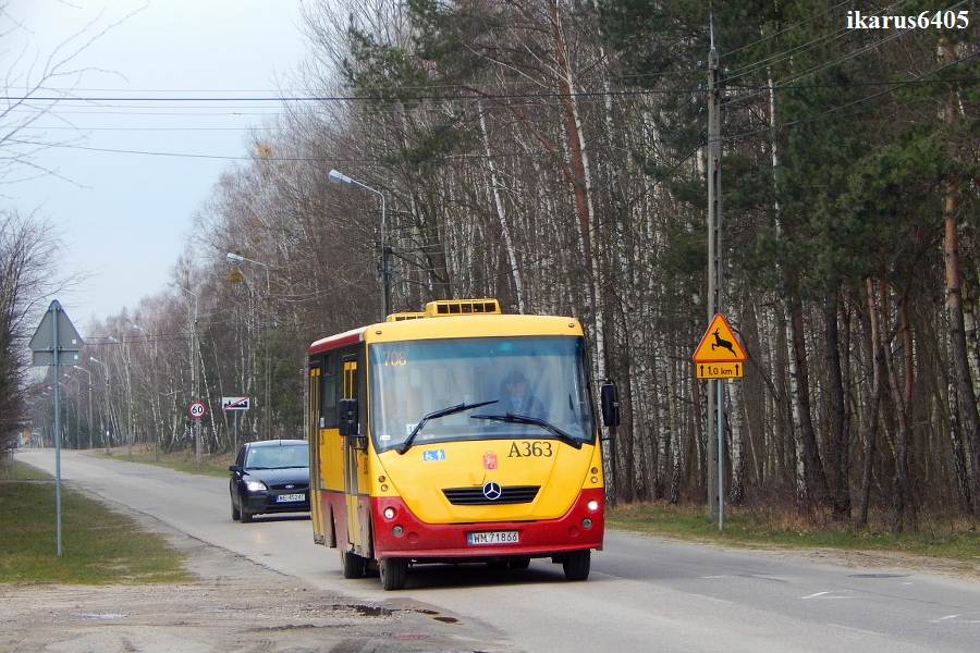 A363
Z powodu fatalnego stanu nawierzchni w ul. 3 Maja na odcinku Truskaw - Izabelin od 1.04. linia 708 została podzielona na dwie: Metro Młociny - Hornówek oraz Hornówek - Truskaw, Skibińskiego. Obsługą tej drugiej linii zajął się Mobilis wysyłając Solinę. Od 9.04 ZTM skróci czasowo 708 do Hornówka, a do Truskawia uruchomi linię Z-8. Kursy "Zetki" będą skoordynowane z przyjazdami 708 z Warszawy. 
Słowa kluczowe: Solina 708 A363 3Maja