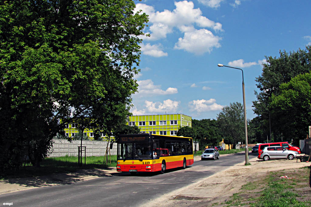 A419
Objazd z powodu budowy magistrali wodociągowej na ulicy Ostroroga. Choć tego nie widać na zdjęciu, tutaj też powstają kolejne nowe bloki.
Słowa kluczowe: NL223 A419 103 Wawrzyszewska