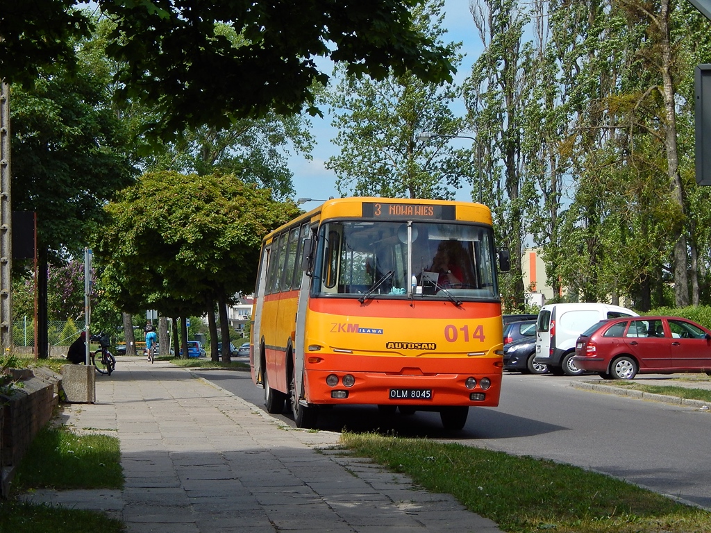 014
Autosan H9-35, prod. 1994 r. Po dostawie Solbusów w Iławie nie ostał się tam żaden psiukacz, nawet te po odbudowie. Pomimo że w przedsiębiorstwie są eksploatowane dużo starsze Jelcze PR110, chociaż i ich liczba też się zmniejszyła.  
Słowa kluczowe: H9-35 014 3 Iława