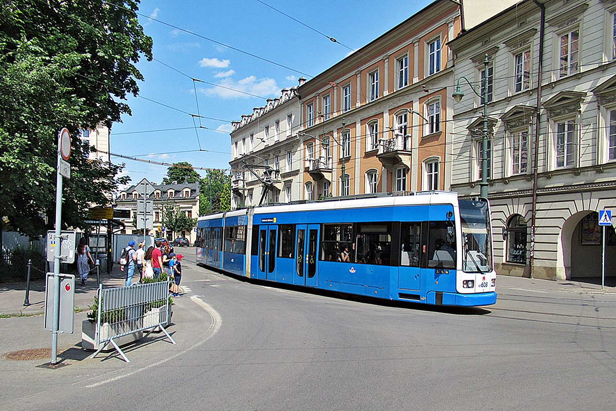 Bombardier NGT6 #RP608
Kraków, ul. Św. Gertrudy. 
Słowa kluczowe: MPK