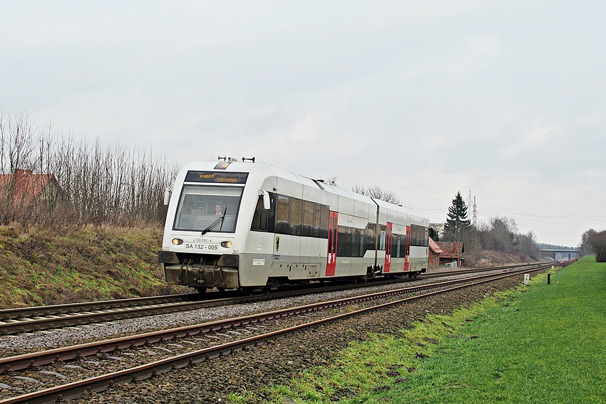 SA132-005
R50777 relacji Tczew - Chojnice z kilkuminutowym opóźnieniem zbliża się do celu podróży. 
